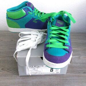 Near New DVS Gracie Turquoise Blue Purple Parrot Green Leather Suede Sneakers 8